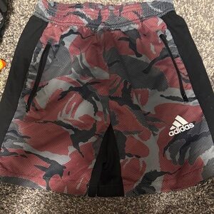 Adidas Kids' Black and Maroon Patterned Shorts